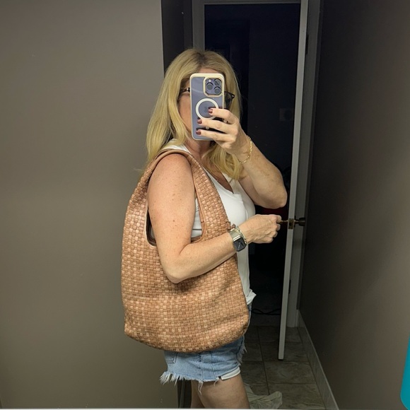 Leather Woven Tan Hobo Bag, NWT - Picture 6 of 6